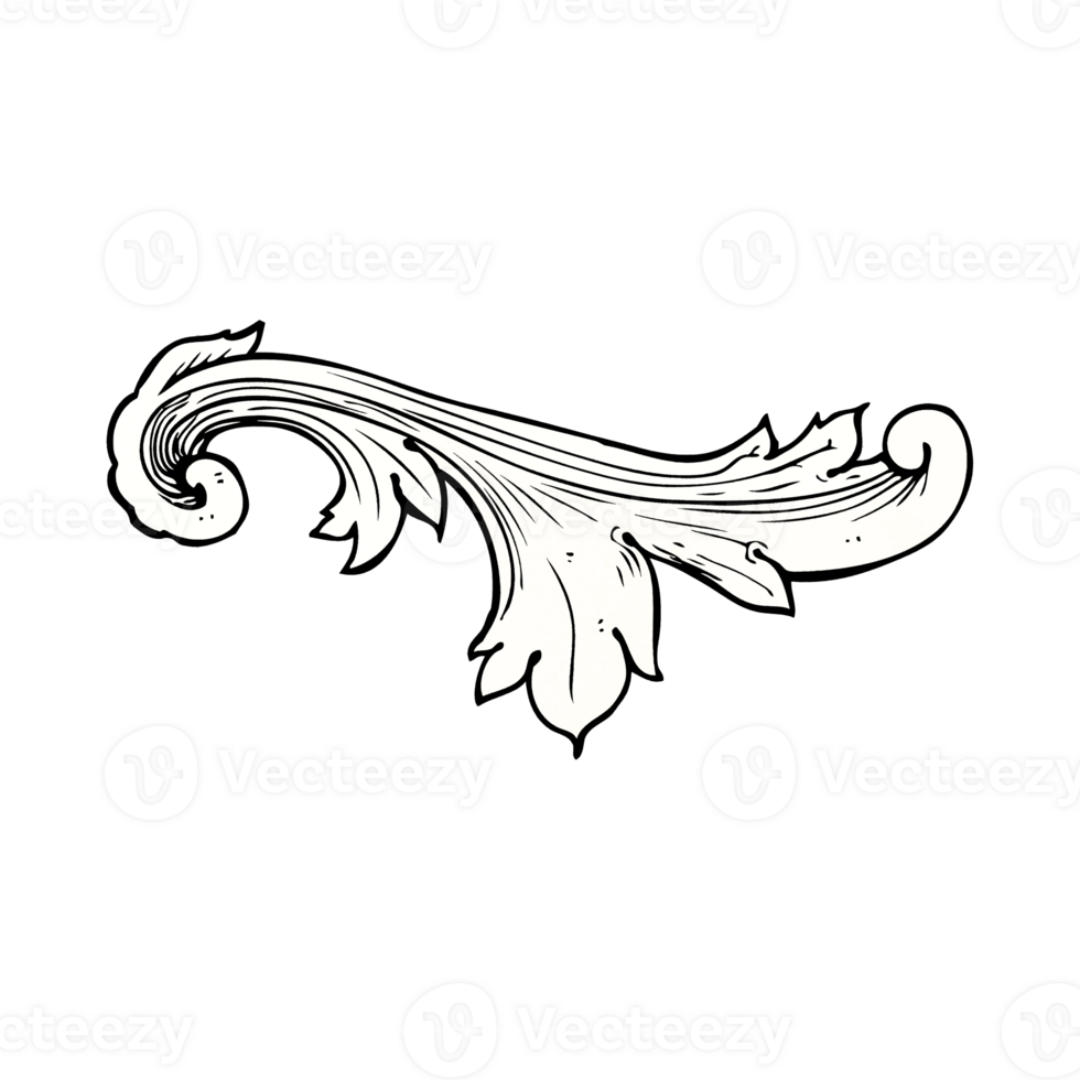 traditional hand drawn floral swirl png