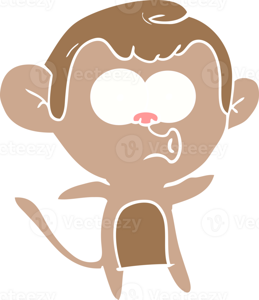 flat color style cartoon surprised monkey png
