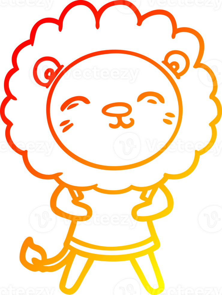 warm gradient line drawing of a cartoon lion png
