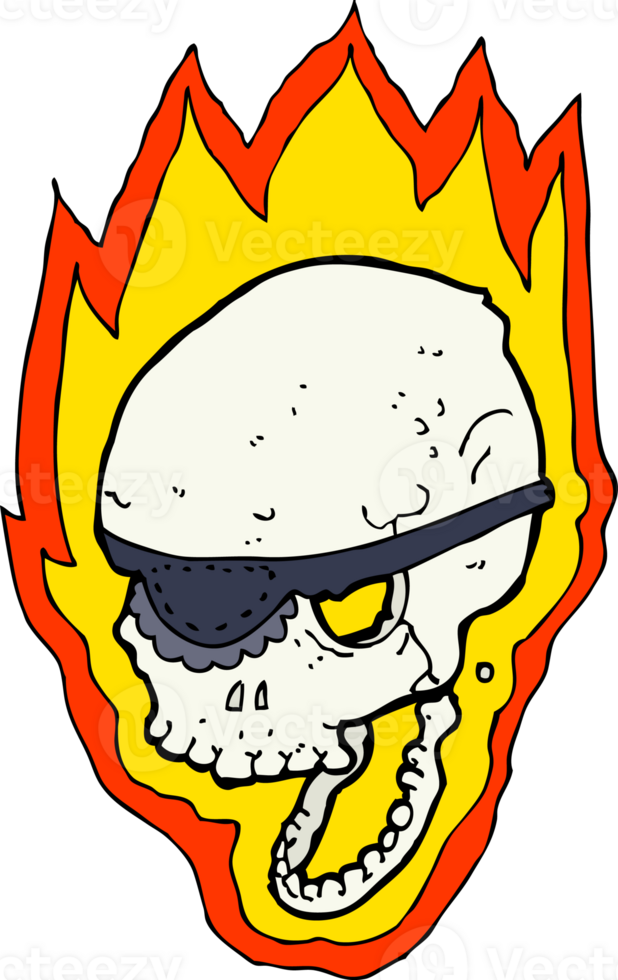 cartoon flaming pirate skull png