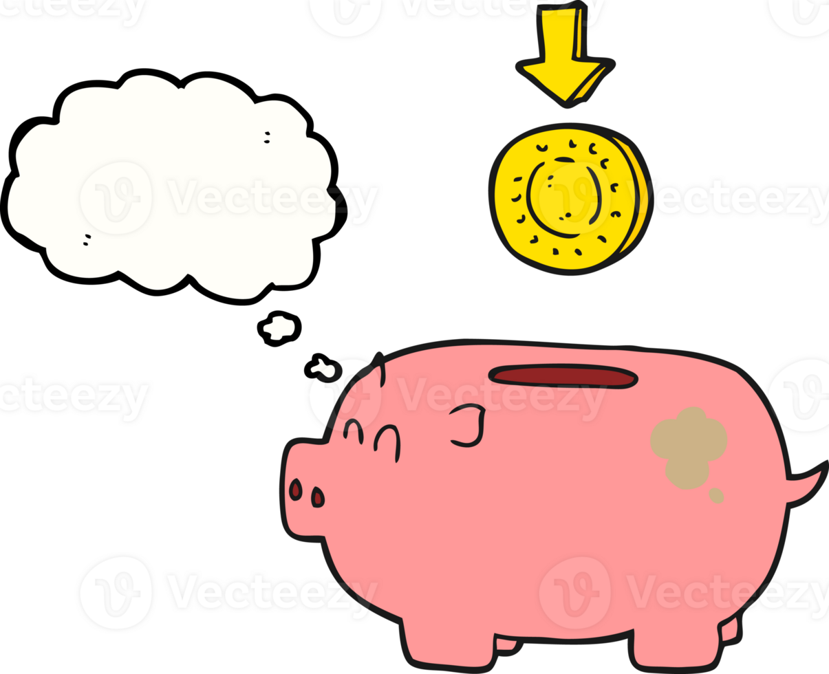 drawn thought bubble cartoon piggy bank png