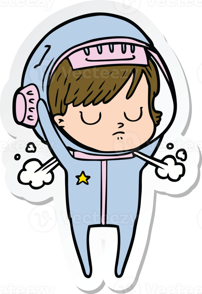 sticker of a cartoon astronaut woman png