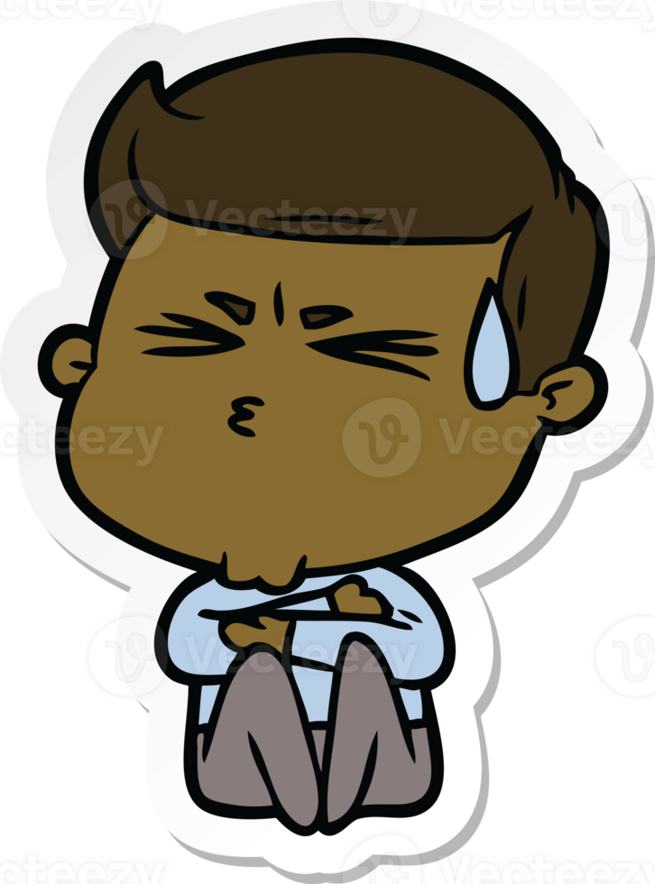 sticker of a cartoon man sweating png