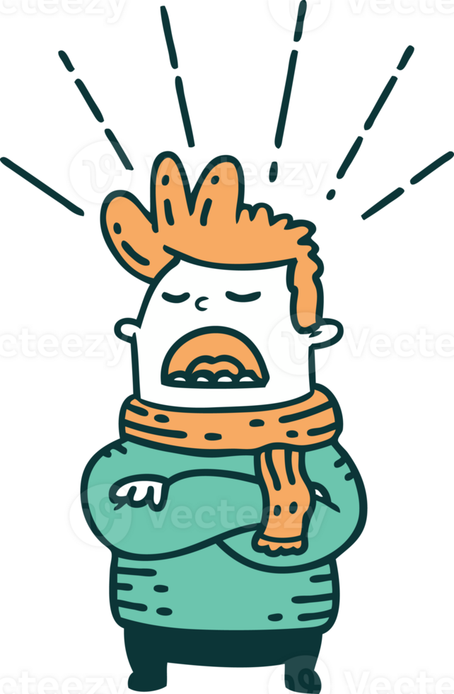 illustration of a traditional tattoo style man wearing scarf png