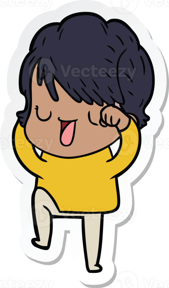 sticker of a cartoon woman talking png