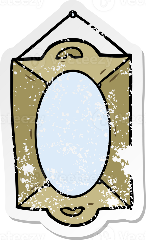 distressed sticker of a cartoon mirror png