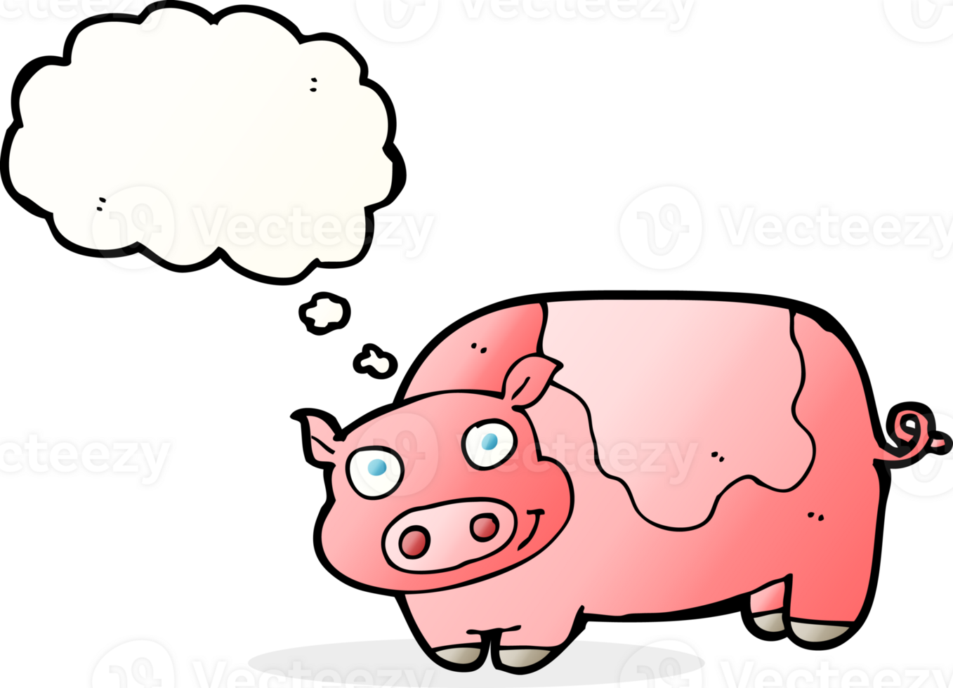 cartoon pig with thought bubble png