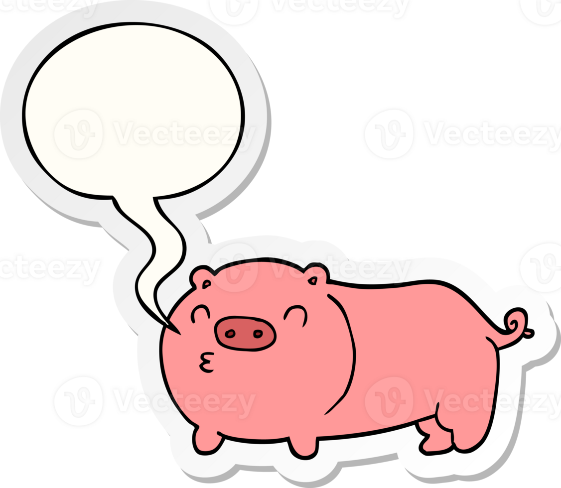 cartoon pig with speech bubble sticker png