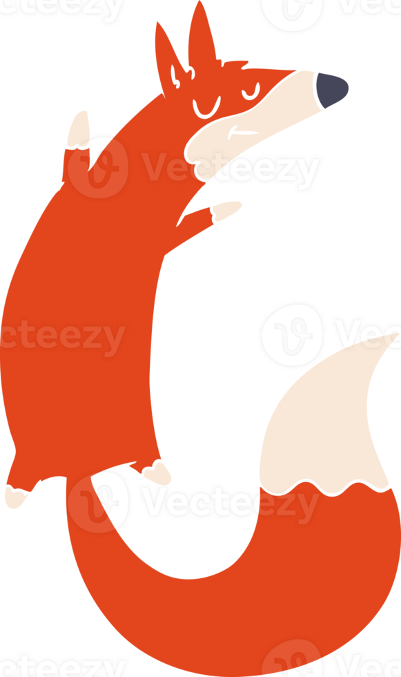 flat color style cartoon jumping fox png