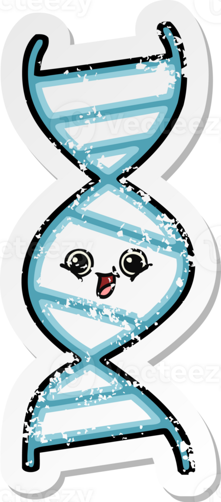 distressed sticker of a cute cartoon DNA strand png