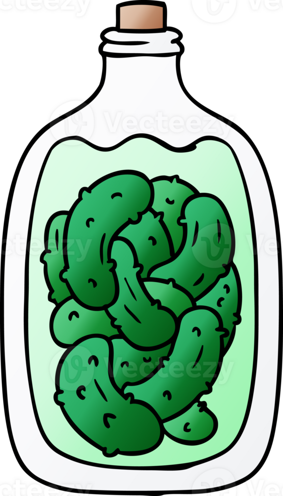 hand drawn gradient cartoon doodle jar of pickled gherkins png