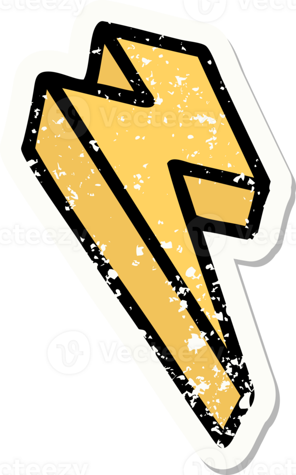 distressed sticker tattoo in traditional style of lighting bolt png
