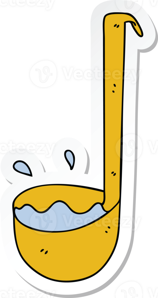 sticker of a quirky hand drawn cartoon ladle png