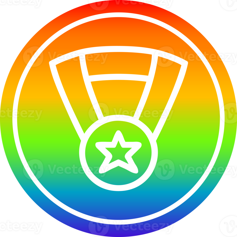medal award circular icon with rainbow gradient finish png