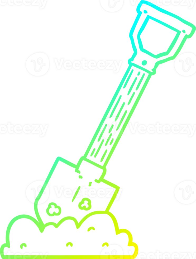 cold gradient line drawing of a cartoon shovel png