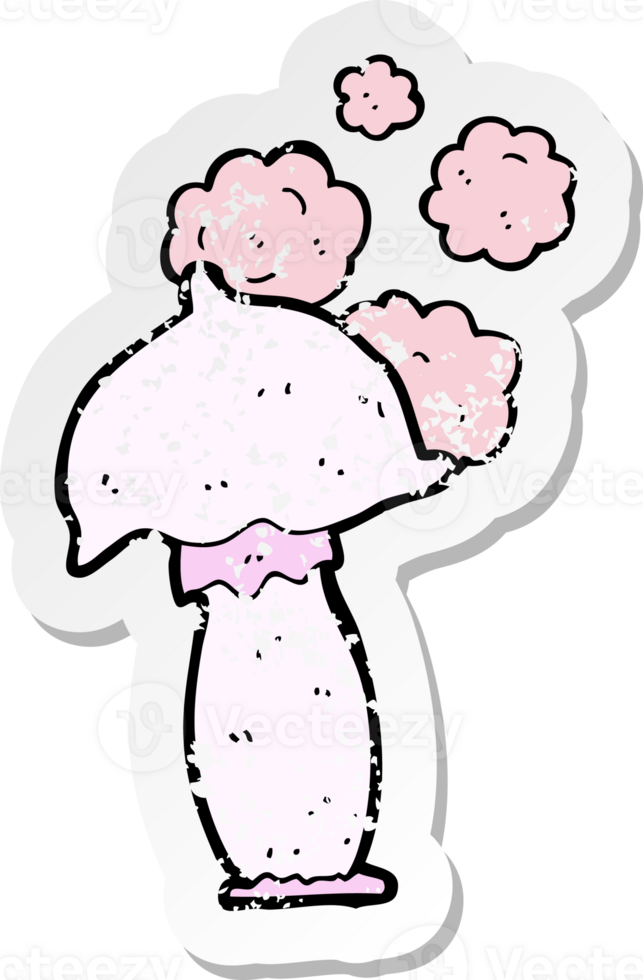 retro distressed sticker of a cartoon mushroom png