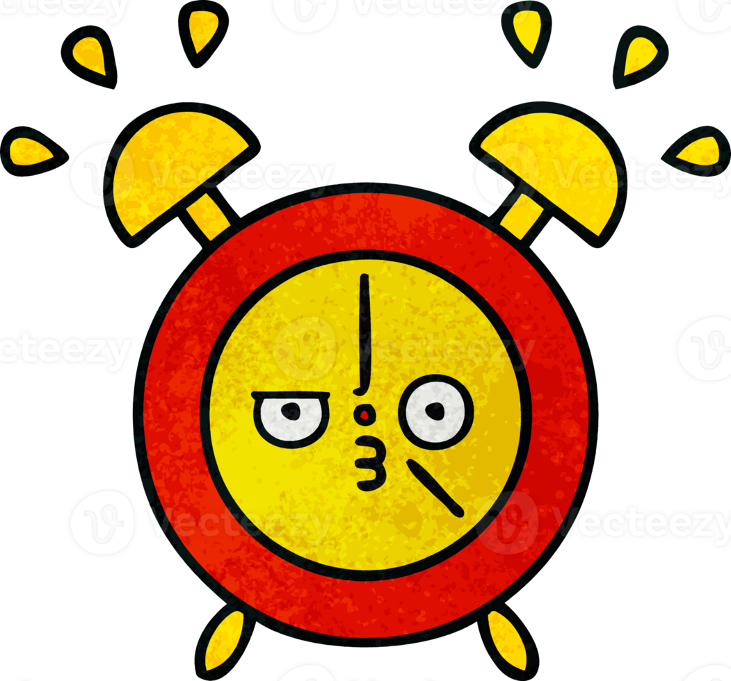 retro grunge texture cartoon of a alarm clock png