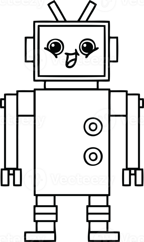 line drawing cartoon of a robot png