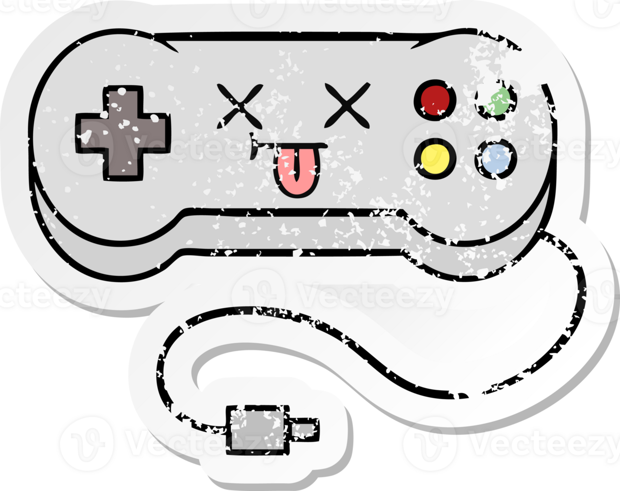 distressed sticker of a cute cartoon game controller png