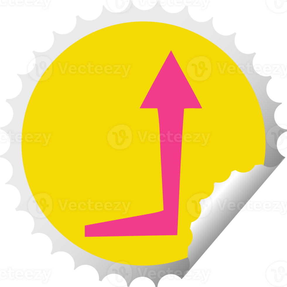 circular peeling sticker quirky cartoon arrow png