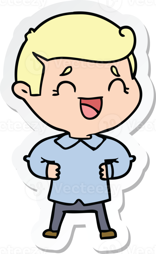 sticker of a cartoon laughing man png