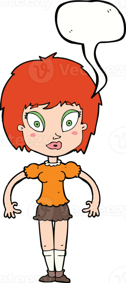 cartoon pretty girl with speech bubble png