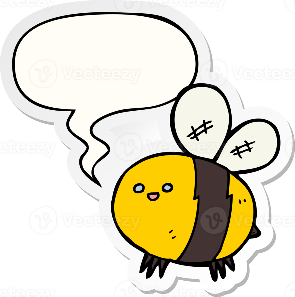 cartoon bee with speech bubble sticker png