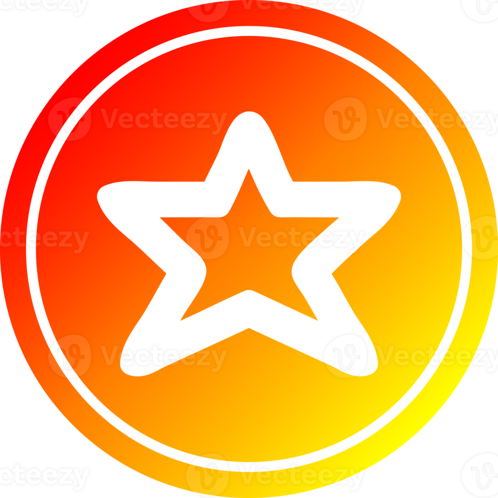 star shape circular icon with warm gradient finish png