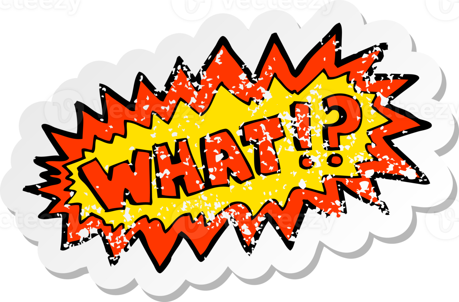 retro distressed sticker of a cartoon shout what png