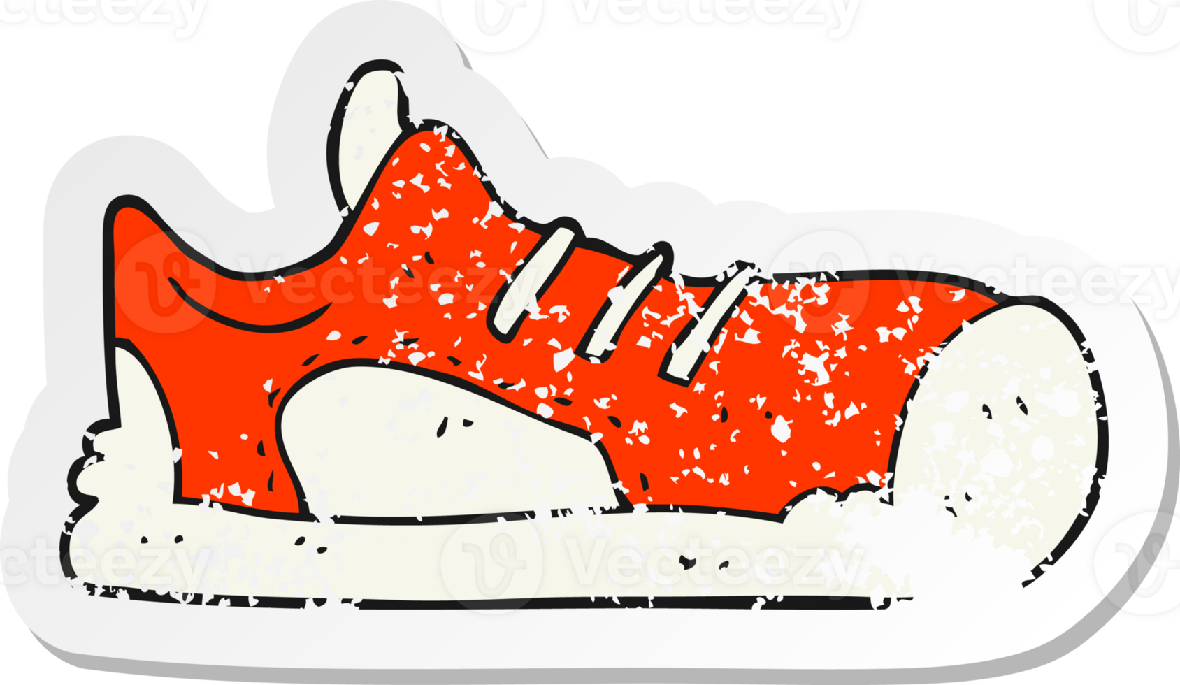 retro distressed sticker of a cartoon sneaker png