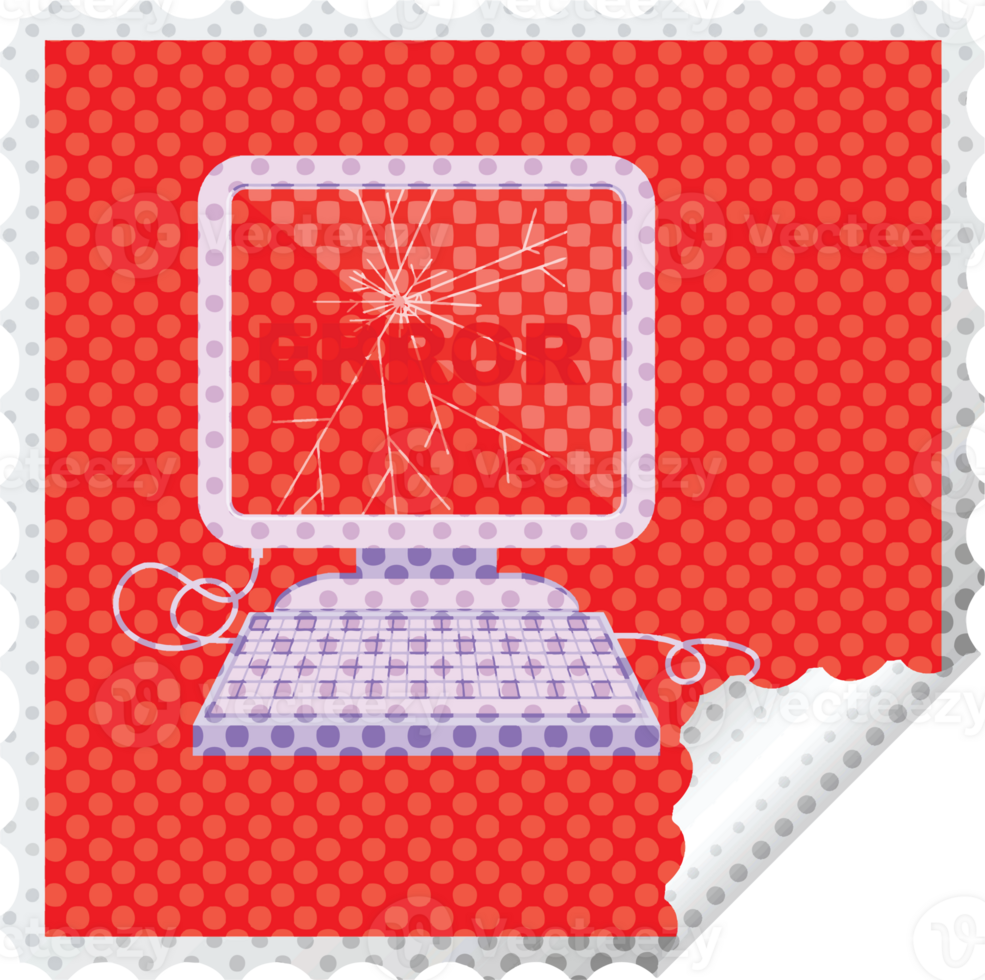 broken computer graphic square sticker stamp png