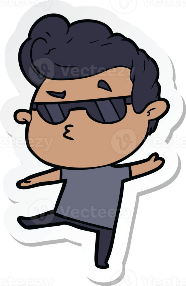 sticker of a cartoon cool guy png