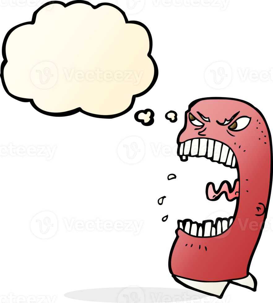 cartoon furious man shouting with thought bubble png