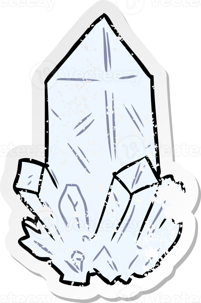 distressed sticker of a cartoon quartz crystal png