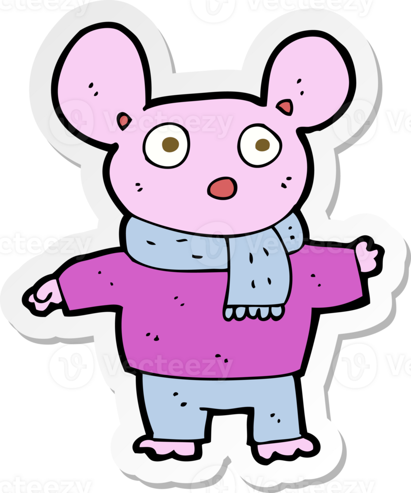 sticker of a cartoon mouse in clothes png