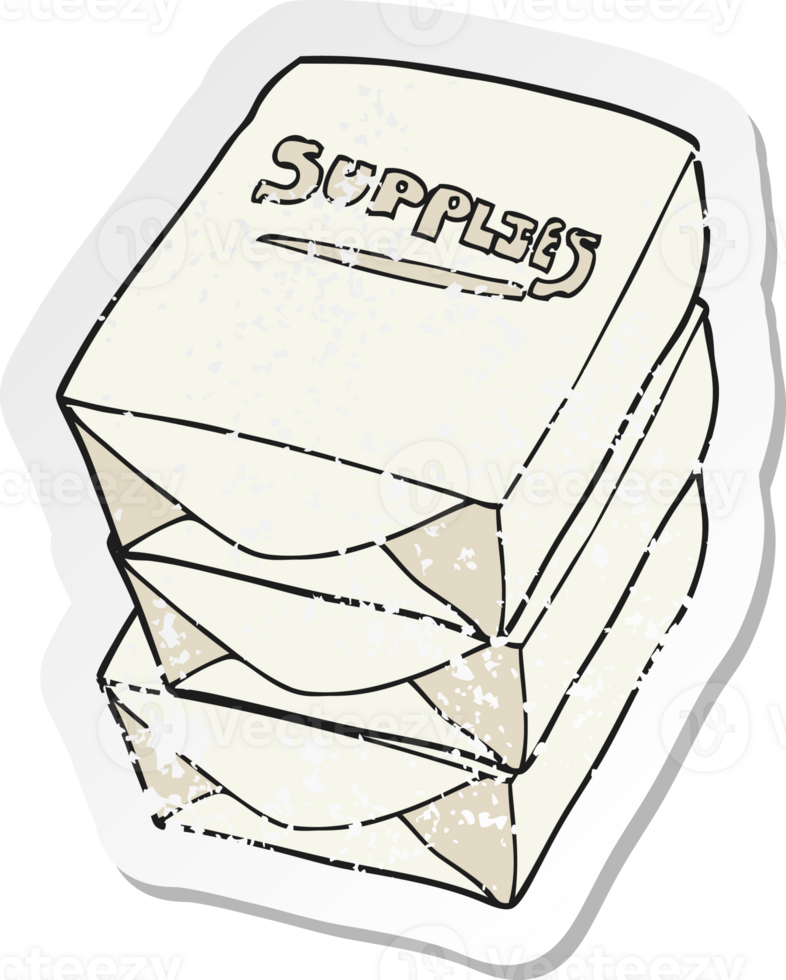 retro distressed sticker of a cartoon stack of office paper png