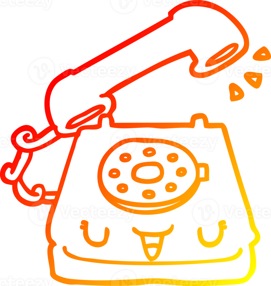 värma lutning linje teckning av en söt tecknad serie telefon png