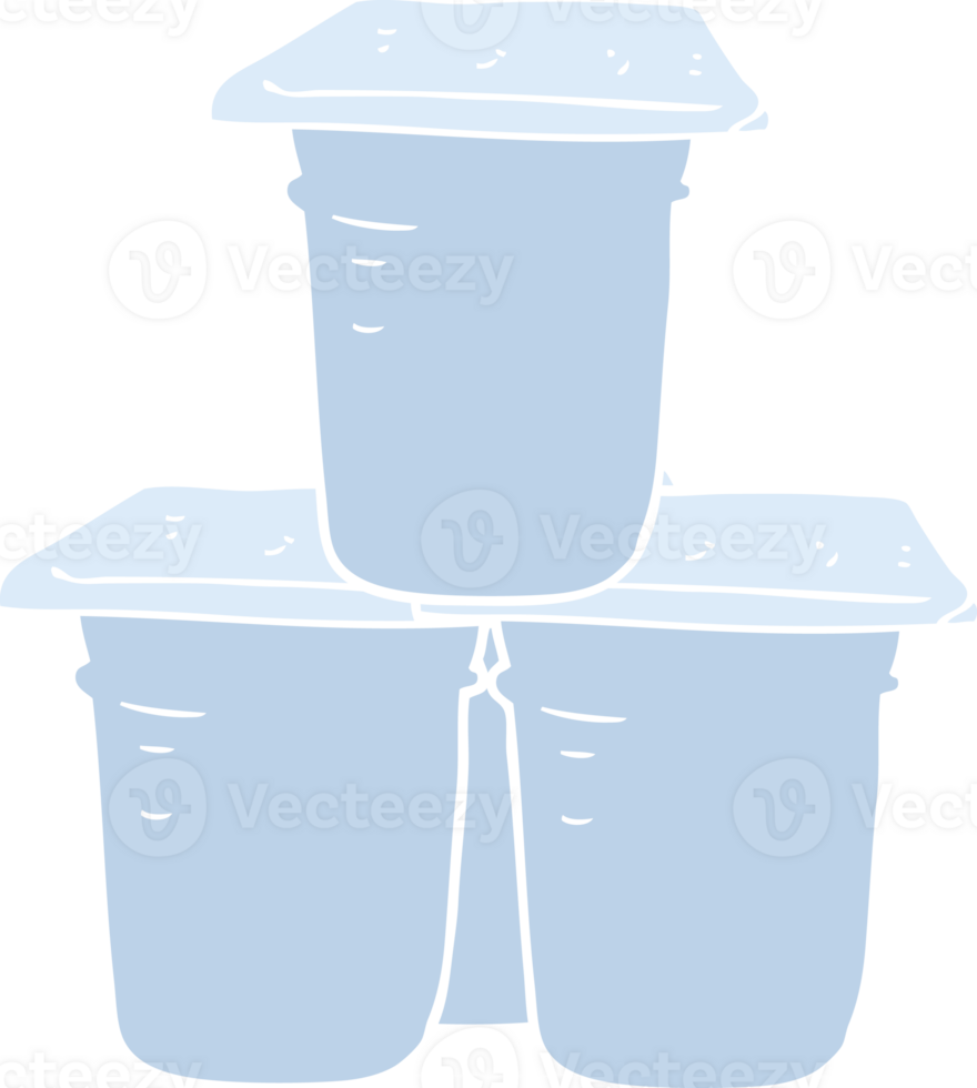 flat color illustration of yogurt pots png