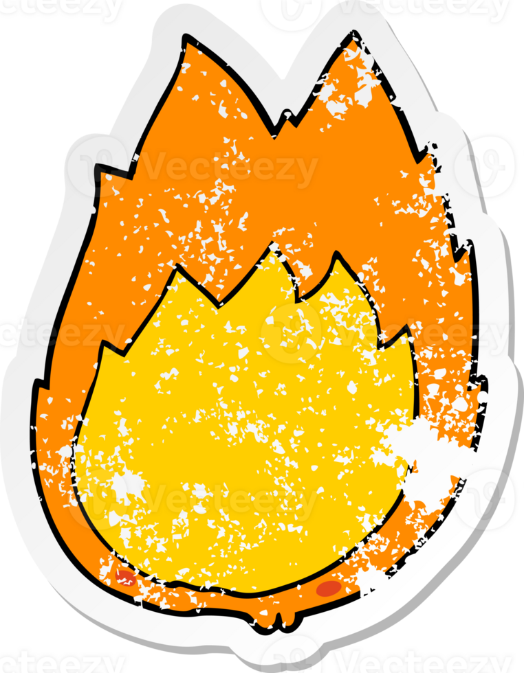 distressed sticker of a cartoon flames png