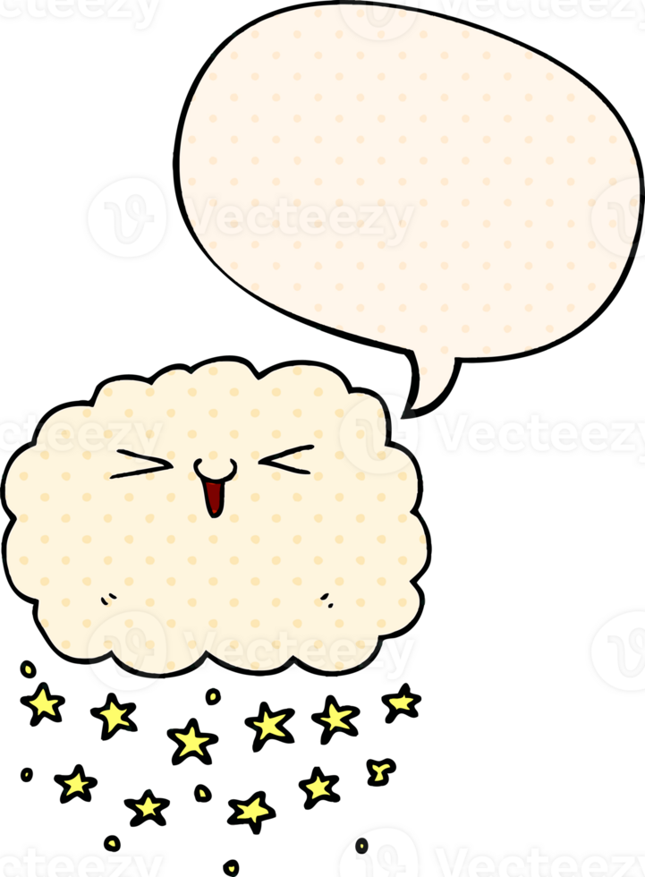 happy cartoon cloud with speech bubble in comic book style png
