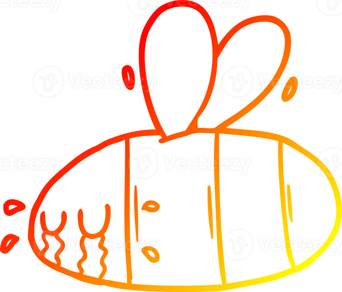 warm gradient line drawing of a cartoon crying bee png