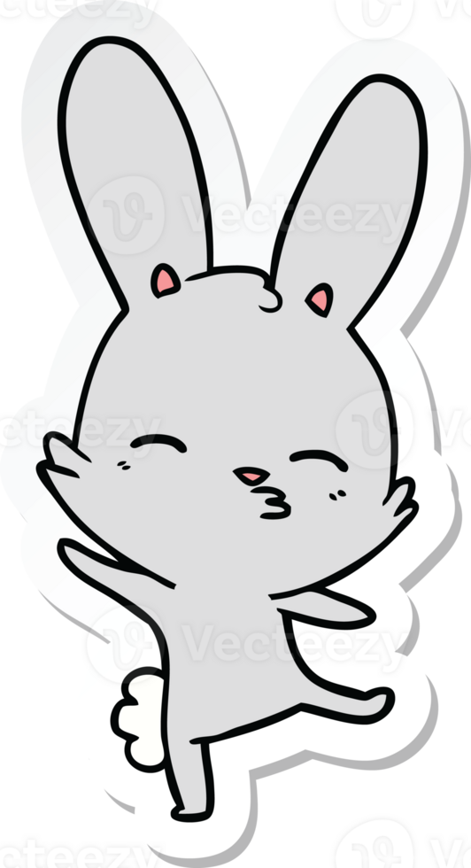 sticker of a curious bunny cartoon png