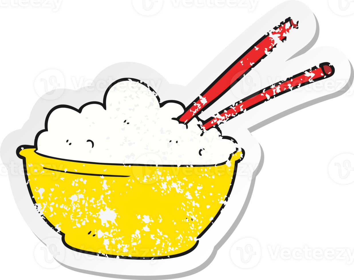 retro distressed sticker of a cartoon bowl of rice png