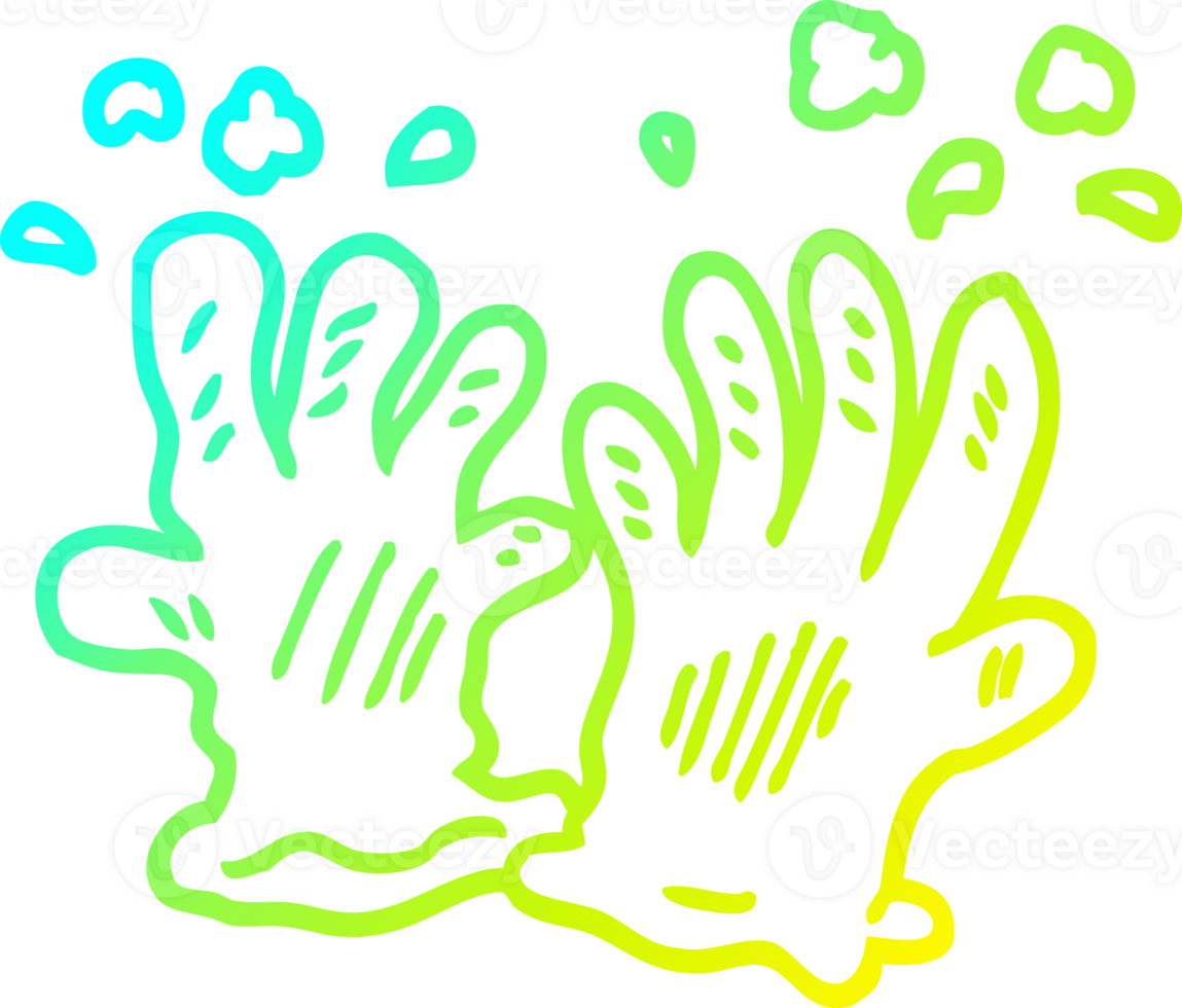 cold gradient line drawing of a cartoon garden gloves png