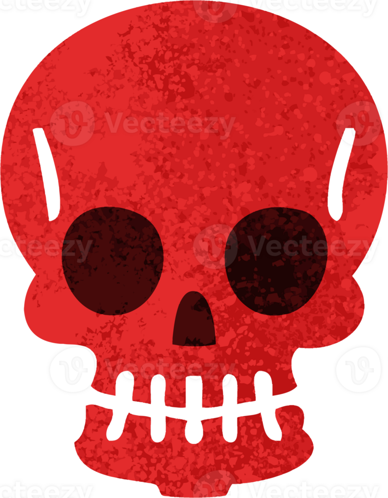 retro illustration style quirky cartoon skull png