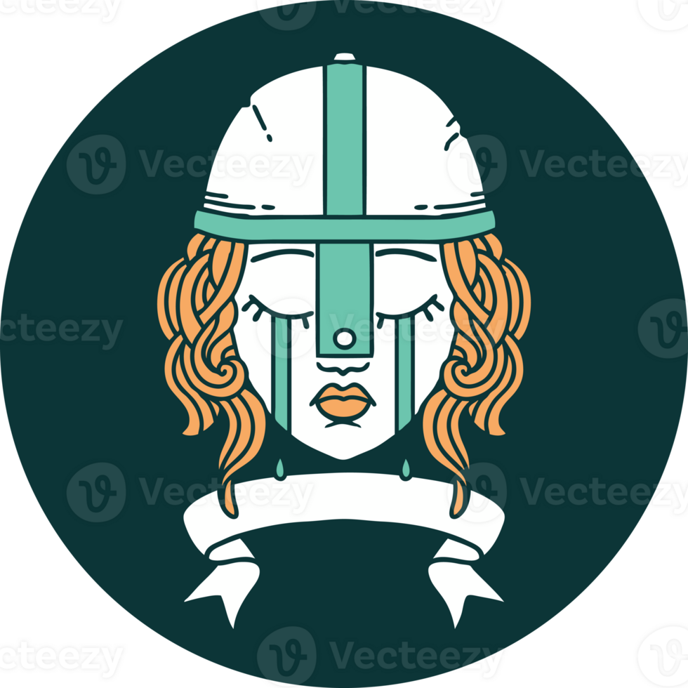 icon of crying human fighter character with banner png
