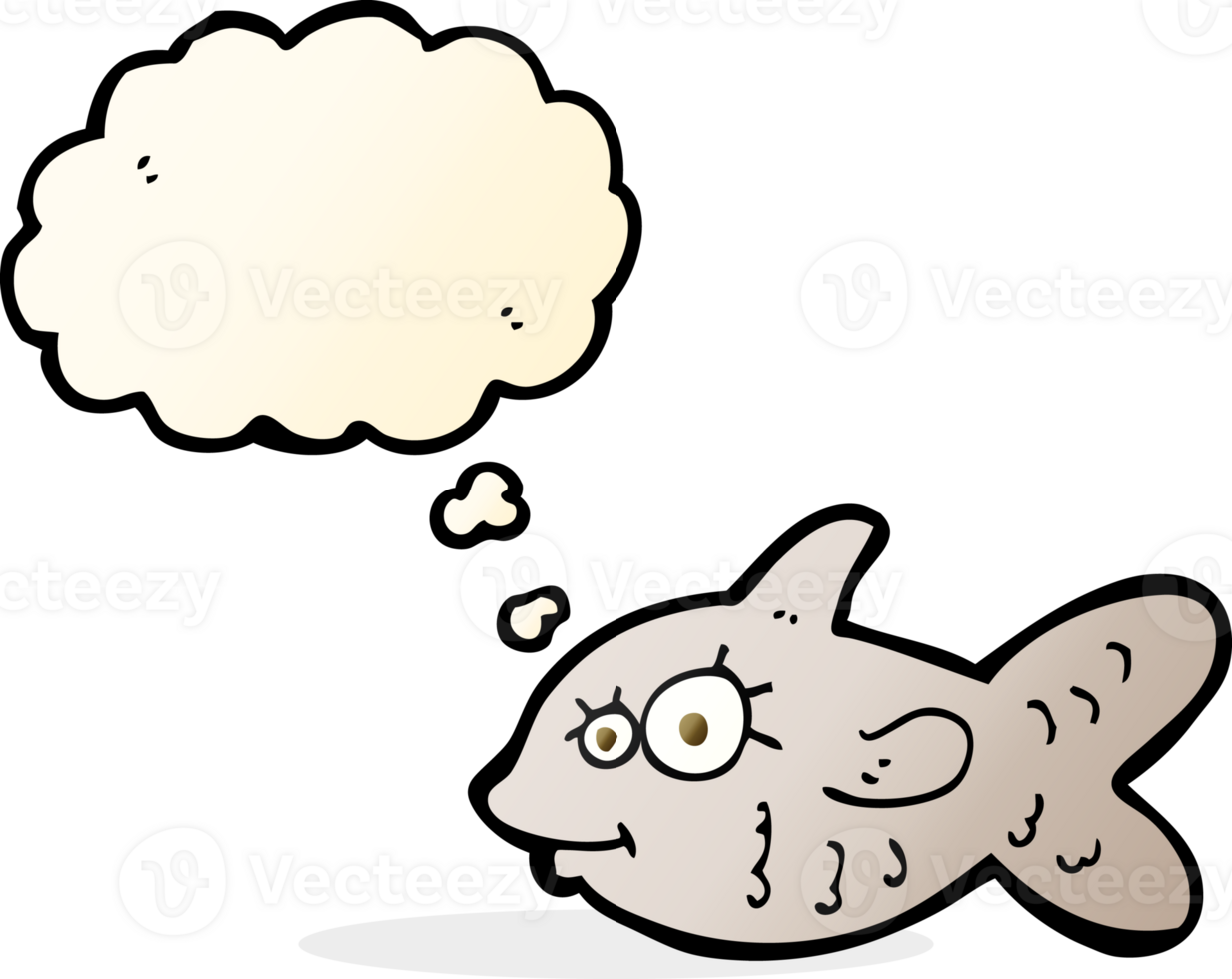 cartoon happy goldfish with thought bubble png
