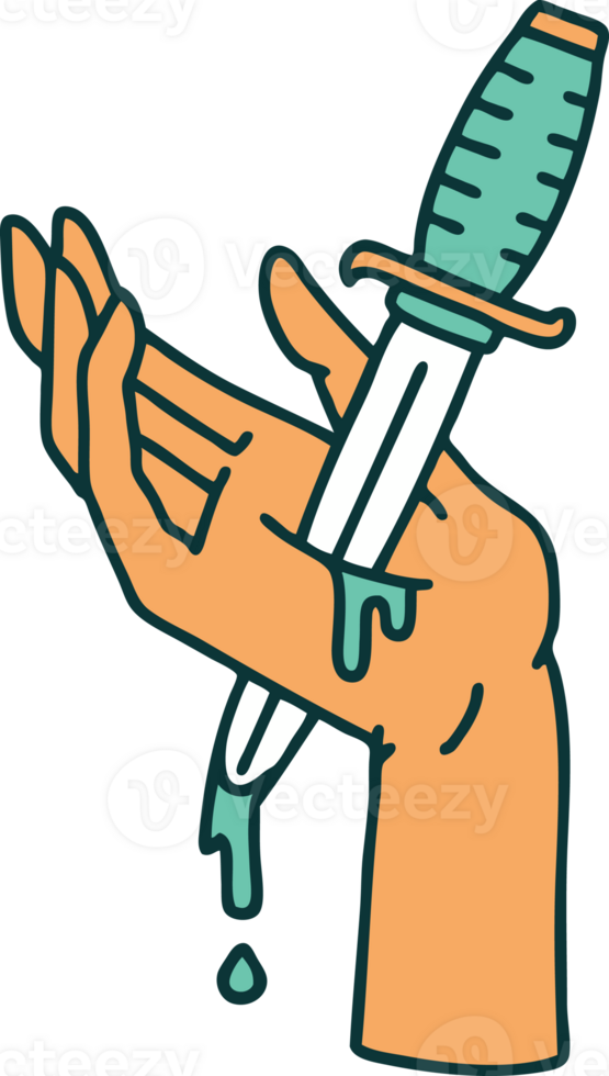iconic tattoo style image of a dagger in the hand png