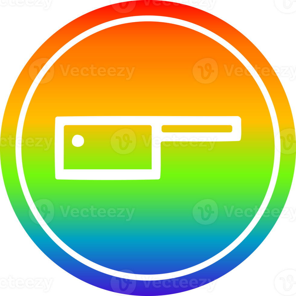 meat cleaver circular icon with rainbow gradient finish png