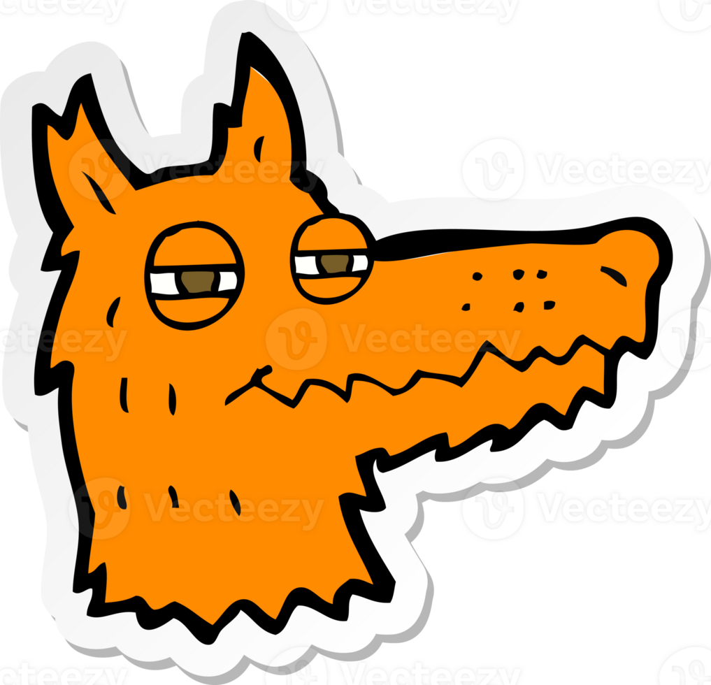 sticker of a cartoon smug fox face png